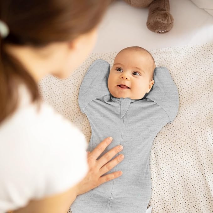 MEXXI Swaddle Baby Sleep Sack with Arms Up, Baby Transitional Swaddle with Double Zipper, 0.5 TOG, 13-19 lbs, M