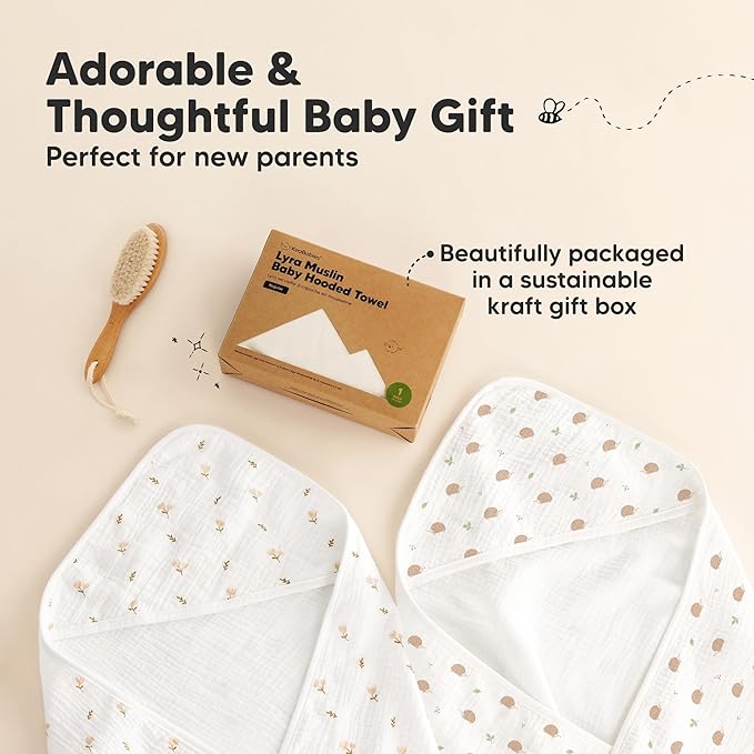 KeaBabies Muslin Baby Bath Towels with Hood for Girls, Boys -Large Organic Cotton Hooded Baby Towels for Newborns,Toddlers,Infant,Kids,Soft Absorbent Newborn Bath Essentials Gift Set(Bruce, Regular)