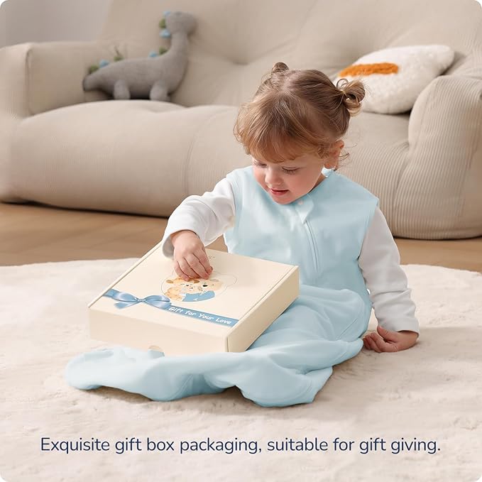 usbettas 1.0 Tog 2.5 Tog Baby Sleep Sack, 100% Cotton Baby Sleeping Bag 3-24M, 2-Way Zipper Baby Wearable Blanket