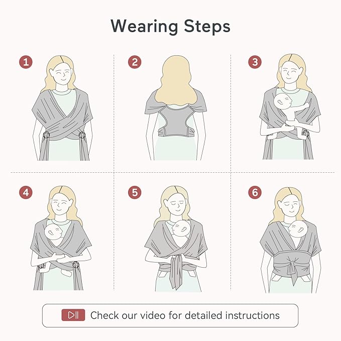 Momcozy Baby Wrap Carrier, Ergonomic Infant Slings for Newborn to Toddler 8-35 lbs, Adjustable Baby Wrap for Adult Fits Sizes XXS-XXL, Easy to Wear Baby Carriers, Lake Blue