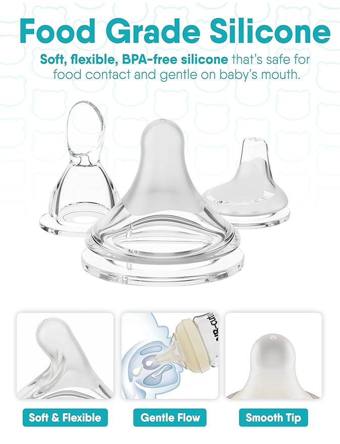 Glass Baby Bottles Anti Colic Set 2 Pack 4oz and 6oz BPA Free Heat Resistant Borosilicate Glass with 3 Silicone Nipples Wide Neck Gift Box Baby Shower Easy to Sterilize for Newborn Infant 0-9 Months