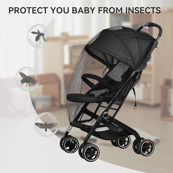 Baby Mosquito Net for Stroller, Perfect Bug Net for Strollers, Bassinets, Cradles, Playards, Pack N Plays and Portable Mini Crib, Baby Insect Netting Cover, Black
