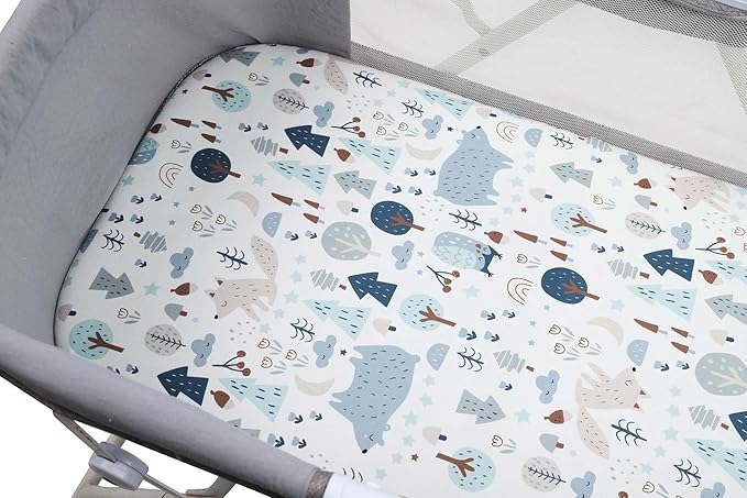 Onacosht Stretchy Bassinet Sheets 33" x 19" Compatible with Mika Micky, KoolaBaby (3 in 1), BabyBond, HARPPA and RICUTON Bedside Bassinet, 3 Pack, Elephant Giraffe Zebra Printing