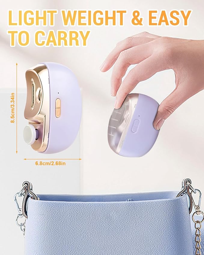 3 in 1 Automatic Electric Nail Clipper, 2025 New Electric Toe Nail Clippers with Polishing for Seniors Adults Baby, Automatic Electric Nail Clippers Nail File with LED Light & Storage Box (Purple)