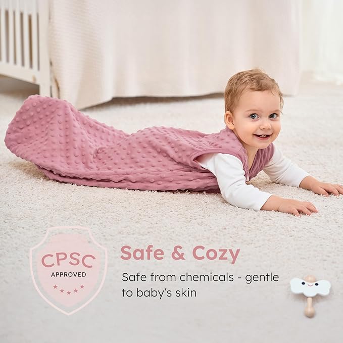 Yoofoss Fleece Baby Sleep Sack 0-6 Months with Plush Dots, TOG 1.5 Baby Wearable Blanket with 2-Way Zipper, Cotton Toddler Sleep Sack Fleece