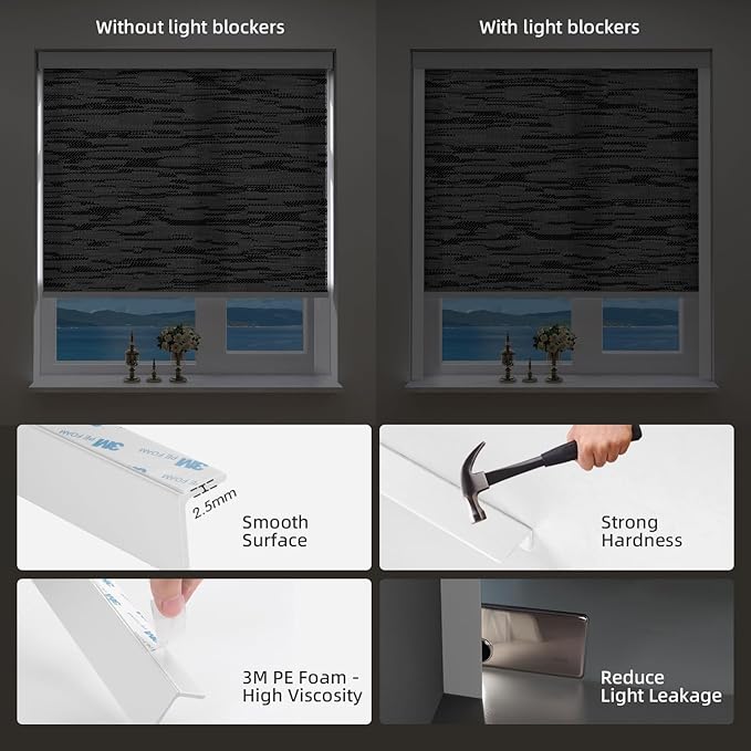 ZSTARR Motorized Smart Light Filtering Blind for Window with Remote Control, Automatic Blackout Roller Shade Customizable Size,with Valance Child Safety Rechargeable Battery Blinds (Light Black)