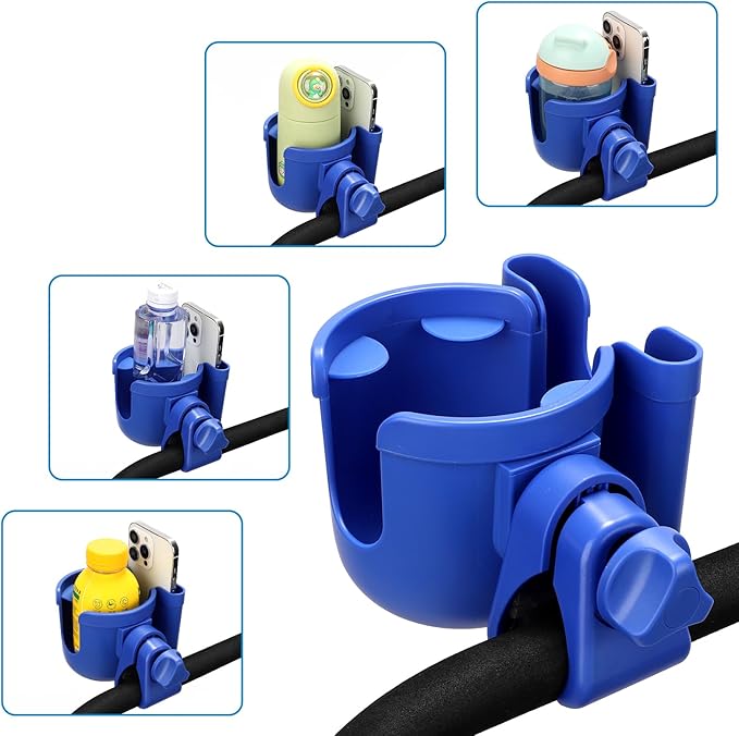 Accmor Stroller Cup Holder with Hook, Bike Cup Holder, Universal Cup Holder for Uppababy Nuna Doona Strollers, 2-in-1 Cup Phone Holder for Stroller, Bike, Wheelchair, Walker, Scooter