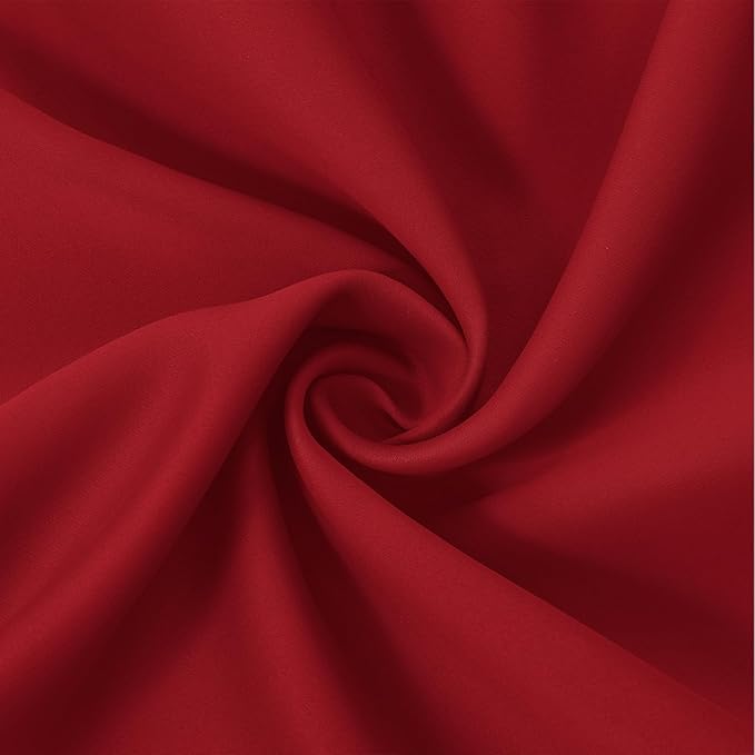 LEMOMO 100% Blackout Curtains 52 x 63 Inch Red Curtains 2 Panels Darkening Thermal Insulated Bedroom Curtains
