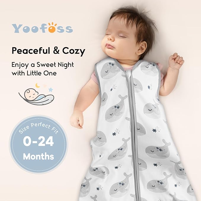 Yoofoss Baby Sleep Sack 12-18 Months 0.5 Tog Wearable Blanket for Baby, 3 Pack 100% Organic Cotton Infant Toddler Sleeping Sack 2-Way Zipper Lightweight Sleep Sack