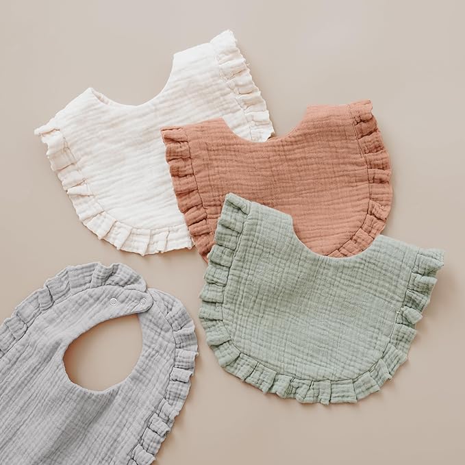 MairMore Baby Muslin Bibs Bandana Drool Bibs for Unisex Boys & Girls, Soft and Absorbent Cotton Teething Drooling Bib Set for Newborn Toddler