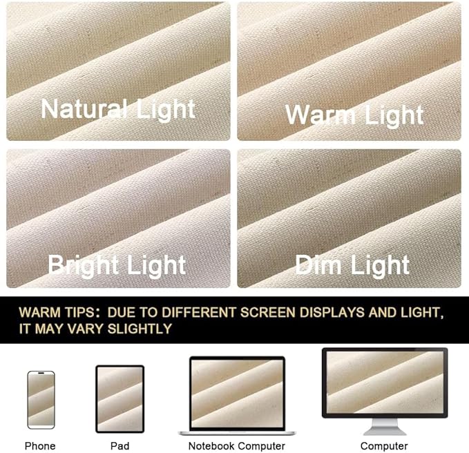 PrinceDeco Linen Texture Curtains 100% Blackout Curtains 90 inch Long 2 Panels Set Full Blackout Linen Curtains with Thermal Insulated Liner Noise Reducing, 52" Wide,90" Length,Bleached Sand