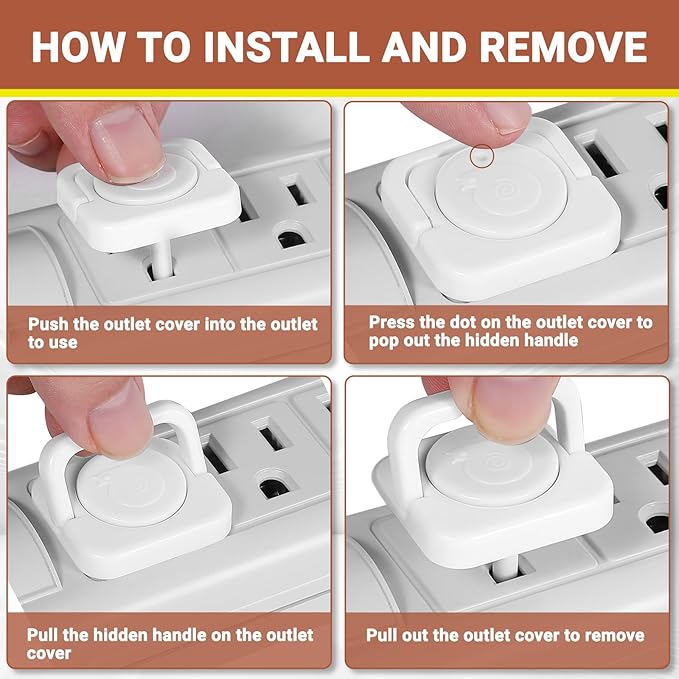 Outlet Covers Baby Proofing, 40 Pack Child Proof Plug Socket Covers Electric Plug Protectors Safety Caps to Prevent Power Shock, for US 3-Prong, White