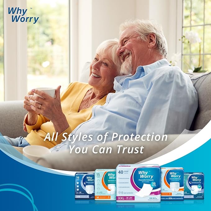 WhyWorry Extra Large Disposable Bed Pads 30" x 36", Super Absorbent Leakproof Incontinence Underpads for Surface Protection, Thick Quilted Chucks Pee Pads for Adults and Babies, 40 Count