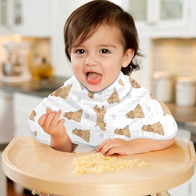 1 Pack Muslin Burp Cloths American Cocker Dog White Cotton Baby Burp Cloths Ultra Absorbent Burping Cloth Soft Spit Up Rags for Baby Boys Girls 22x11 Inch