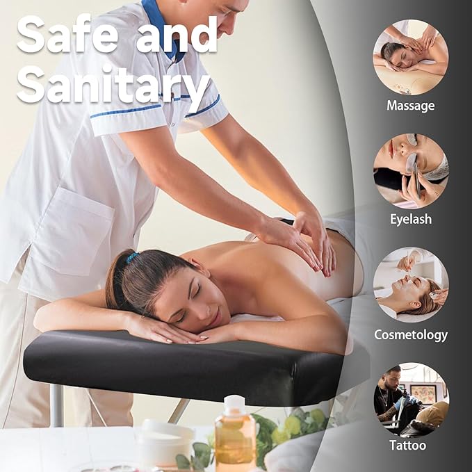 WUSOUPU PU Leather Massage Table Cover Protector Wipeable Massage Bed Cover Made of 4-Ways Elastic 100% Waterproof Material, Machine Washable, Fit Rectangular Tables 28-32" Wide (Black, 1Pcs)
