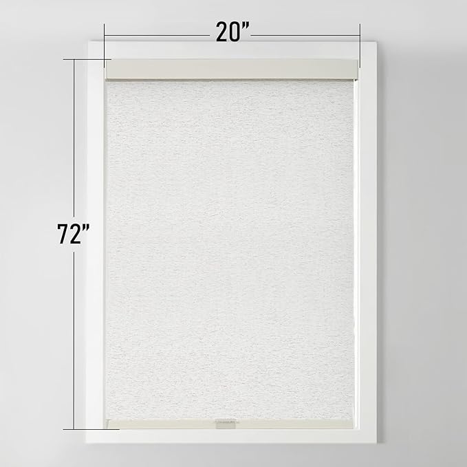 Cordless Blackout Roller Shades Blinds for Windows Free-Stop,Pull Down Room Darkening with Valance,Thermal Insulated Woven Fabric Window Door Blinds for Home,Office,Linen 20" W x 72" H