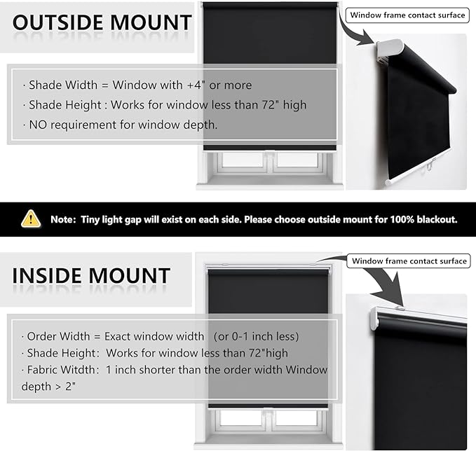 Cordless Roller Shades Blackout Blinds for Windows Room Darkening Rolled Up Shades with Spring System, UV Protection Window Shades Door Blinds for Home and Office (76" W x 72" H, Black)