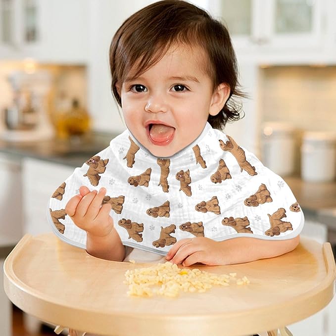 1 Pack Muslin Burp Cloths American Cocker Dogs White Cotton Baby Burp Cloths Ultra Absorbent Soft Thick Burping Cloth for Newborn Must Haves 22x11 Inch