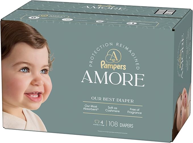 Pampers Amore, Size 4 (15-34 lbs), 108 Count, Our Best Diaper