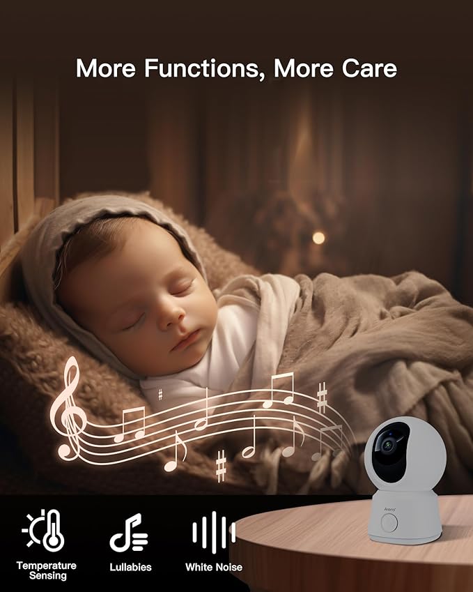 ARENTI WiFi Baby Camera Monitor, 5-inch Screen, Smartphone App, Motion Tracking, Timed Detection, Encrypted Connection, Super Night Vision, 2-Way Talk, Temp Sensor, Lullaby, Support Local Storage