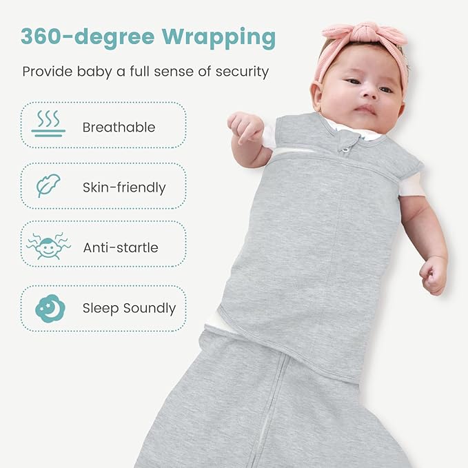 LILBESTIE Baby Swaddle Sleep Sack, 1.0 Tog New-Parent-Friendly Swaddle for Newborns & infant 0-6 Months Baby Wearable Blanket Reduce Startle Reflex, Newborn Boys Girls Registry Essentials