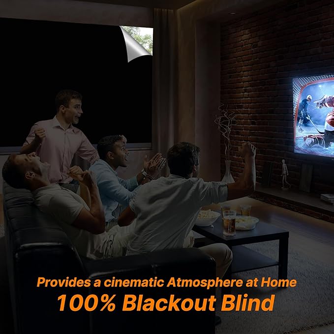 100% Blackout Portable Window Cover - Adhesive Thermal Blackout Blinds, No-Drill Window Guard for Temporary Use, 118" x 58" Darkening Shades Suitable for Home, Dorm, RV & Skylight