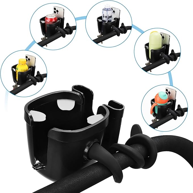 Accmor Stroller Cup Holder, Universal Cup Holder for Uppababy Nuna Doona Strollers, Bottle Drinks Holder for Wheelchair, Walker, Bike, Scooter
