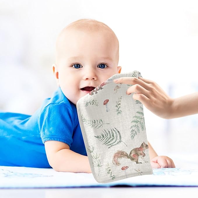 vvfelixl Baby Muslin Washcloths Watercolor Forest Animals Baby Burp Cloths Cotton Baby Face Towel for Newborn Infants Boys Girls Soft and Absorbent 11.8 X 11.8 in, 3 Pack