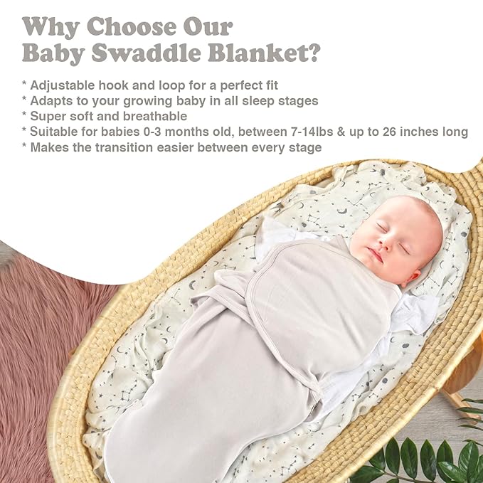 Bublo Baby Organic Swaddles for Newborns – Zipper Swaddles 0-3 Months, 3-Pack – Infant Sleep Sack with Zipper – Adjustable & Breathable Swaddle Blanket Wrap for Newborn Girls (Light Green, Blue)