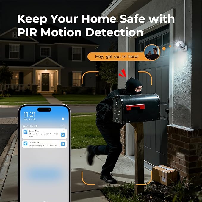2K Cameras for Home Security,Indoor/Outdoor for Baby/Elder/Pet Monitoring with Phone app,Wired Plug&Play,Color Night Vision,2-Way Audio & 24/7 Recording,Support 128G Card ( Not Included),2-Pack
