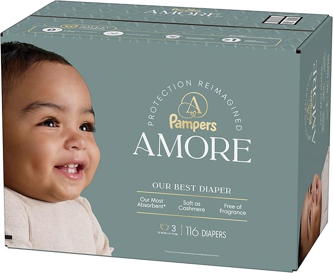 Pampers Amore, Size 3 (13-26 lbs), 116 Count, Our Best Diaper