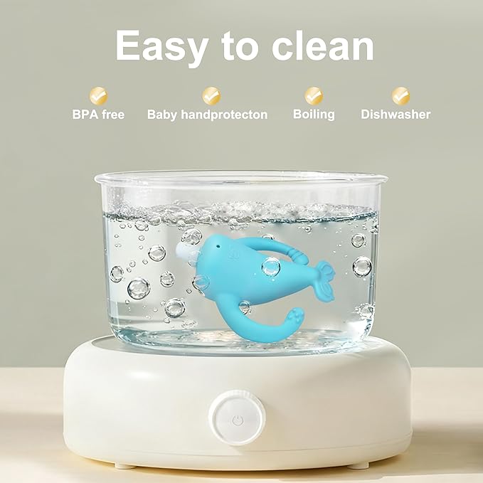 Best Teething Toys for 4Months,Smily Mia Narwhal Baby Teether for 3-6 6-12M, Teething Relief Toys, Food Grade Silicone Teether Baby Toys, Sensory Toys for Teething Babies, Baby Essential, Blue