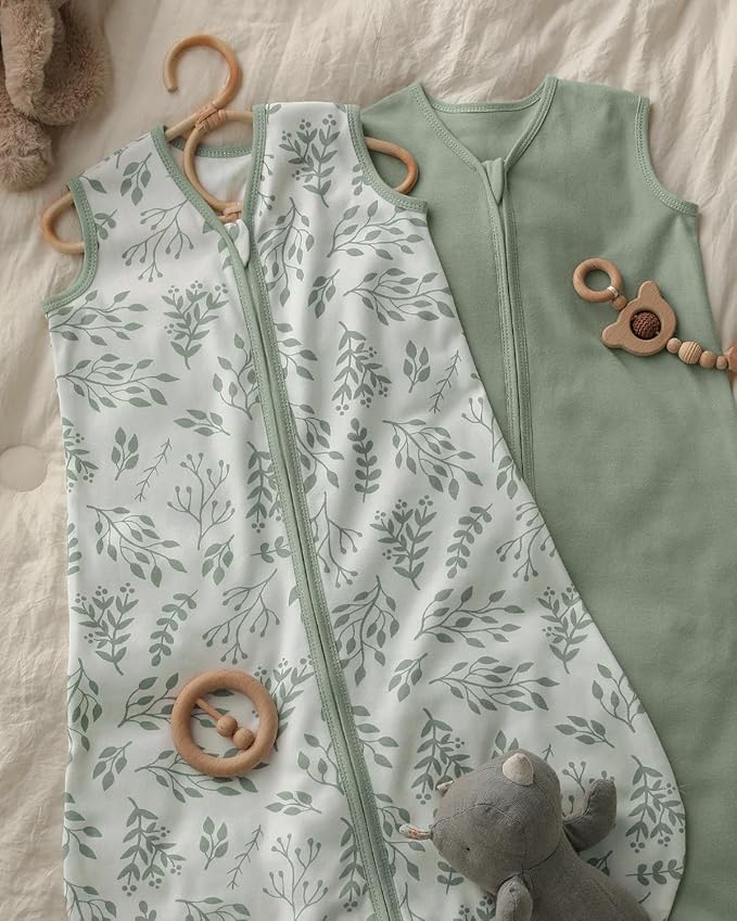 Yoofoss Baby Sleep Sack 0-6 Months Wearable Blanket for Babies 100% Organic Cotton 2-Way Zipper TOG 0.5 Toddler Sleeping Sack 3 Pack, Sleep Sacks