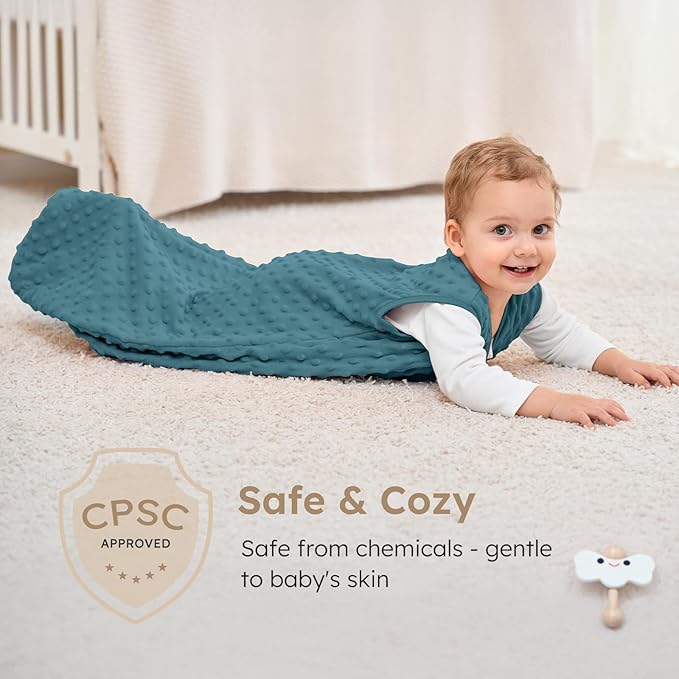 Yoofoss Fleece Baby Sleep Sack 0-6 Months with Plush Dots, TOG 1.5 Baby Wearable Blanket with 2-Way Zipper, Cotton Toddler Sleep Sack Fleece
