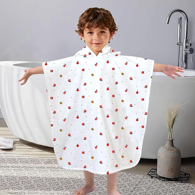 VOOVA & MOVAS Toddler Towel with Hood, Oversized (2-4Years,22"X22") Made from 100% Soft Cotton,Absorbent Hooded Poncho Towel for Baby Boy,Perfect for Pool | Swimming | Bath | Beach,Orange