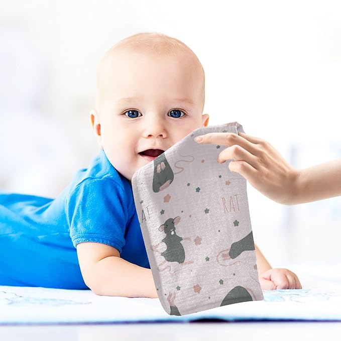 vvfelixl Rat Yoga Poses Baby Burp Cloths Baby Muslin Washcloths for Boys Girls Cotton Baby Face Towel for Newborn Infants Soft and Absorbent 11.8 X 11.8 in, 5 Pack