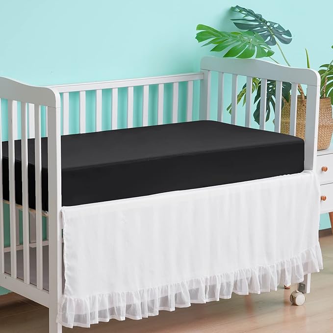 david's kids Waterproof Crib Sheets Fitted 2 Pack, Ultra Soft Breathable Crib Mattress Protector for Boys Girls Neutral, Fit Standard Crib Mattress and Toddler Mattresses, Black & Sage Green