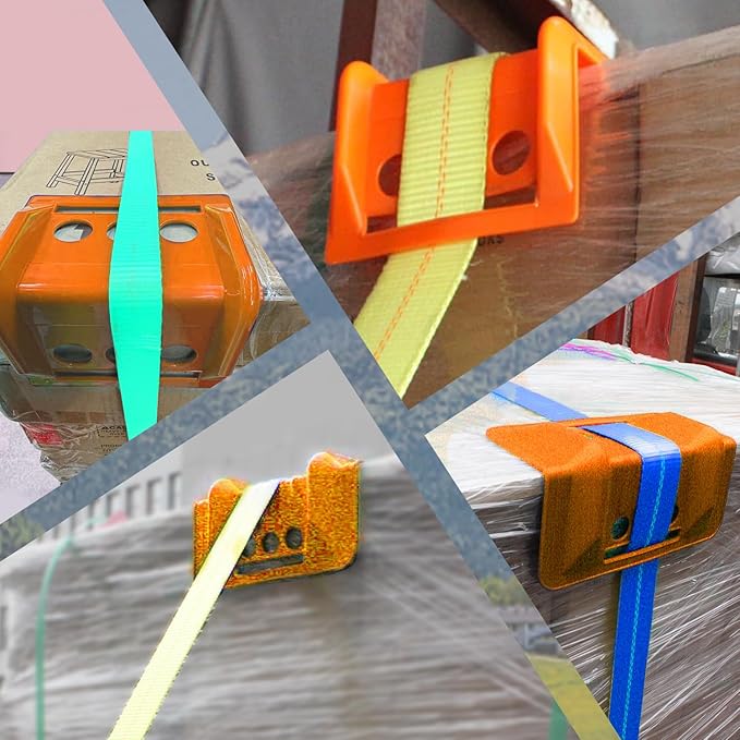 24-Pack 4" Flatbed Edge Protectors, Corner Protectors – Heavy-Duty Plastic Corner Guards for Flatbed Trailer Loads, Compatible with 4-Inch Ratchet & Winch Straps – Tie-Down Safety Accessories (ORANGE)