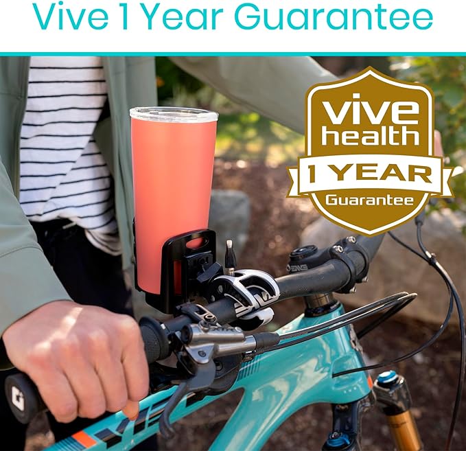 Vive Cup Holder for Walker, Wheelchair, Accessories, Stroller, Adults, Bike, Boat, Desk, Mobility Scooter, Rollator, Electric Wheel Chair - Portable Adjustable Cupholder Attachment, Near Universal Fit