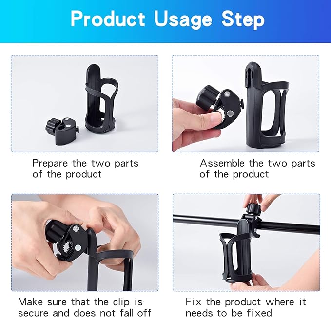 Universal Stroller Cup Holder, Upgrade Cup Holder for Walker, Attachable Bike Water Bottle Holder, Drink Holder Attachment for Wheelchair, Motorcycle, Scooter, Bicycle, Rolling Walker, Trolley
