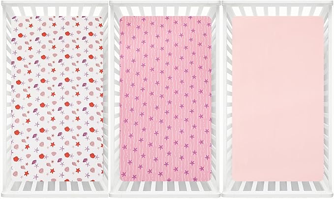 david's kids 3 Pack Fitted Crib Sheets, Ultra Soft Breathable Comfortable Baby Sheet Set for Boys Girls Neutral, 28x52 Inch Fits Standard Crib and Toddler Mattresses, Beach