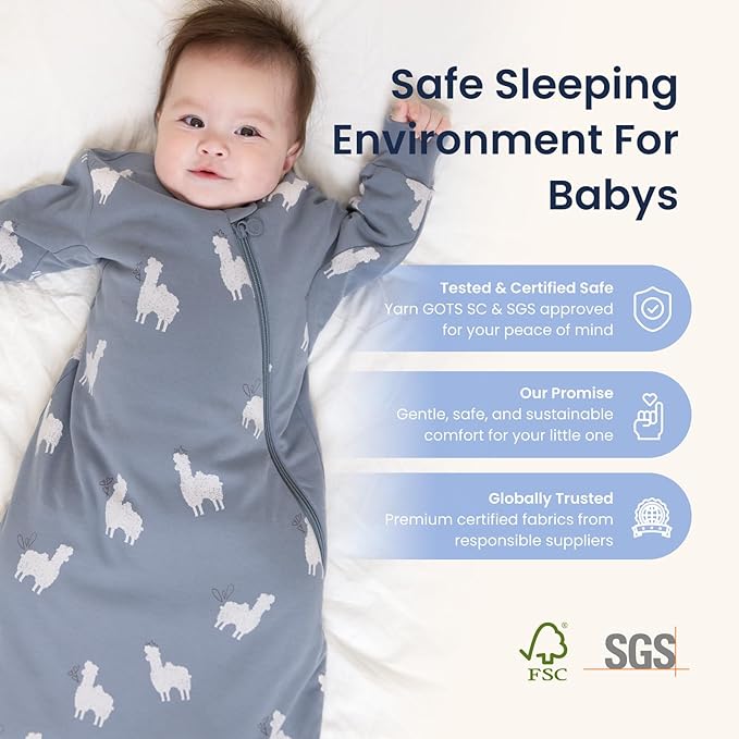 Unisex Sleeping Bag for Babies and Toddlers 1.0 Tog Sleep Sack 6-18 Months, Newborn Sleep Sack, Wearable Blanket Baby, One piece Long sleeves, Gifts for Baby