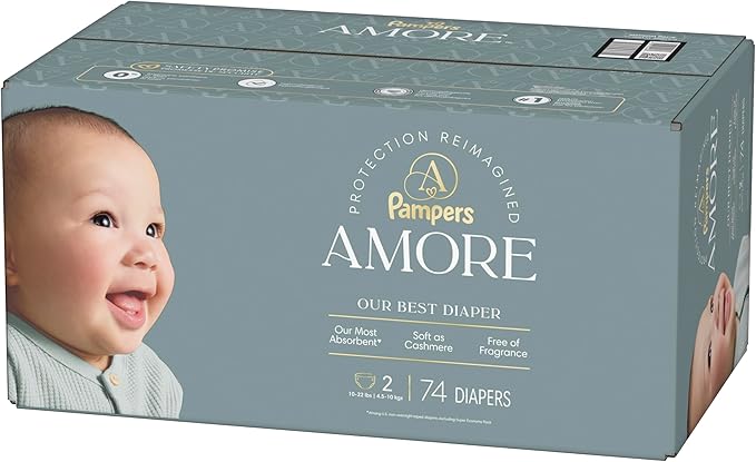 Pampers Amore, Size 2 (10-22 lbs), 74 Count, Our Best Diaper