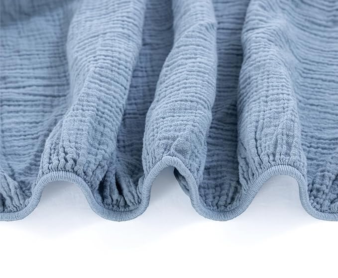 Dreamology Baby Crib Sheets,Muslin Crib Sheet Girls,Boys,Crib Sheet,Breathable Toddler Bed Sheets,2 Pack Crib Sheets Cotton for Standard Cribs, 52x28 Crib Mattress Sheets | Blue and Light Blue