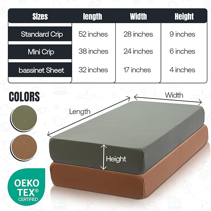 Dreamology Cotton Jersey Crib Sheets Fitted,Boys,Girls,Soft,2 Pack,100% Cotton Crib Sheet,Standard Crib Sheets,Baby Mattress Sheets for Standard Crib and Toddler Bed Sheets,52x28 Crib Mattress Sheets