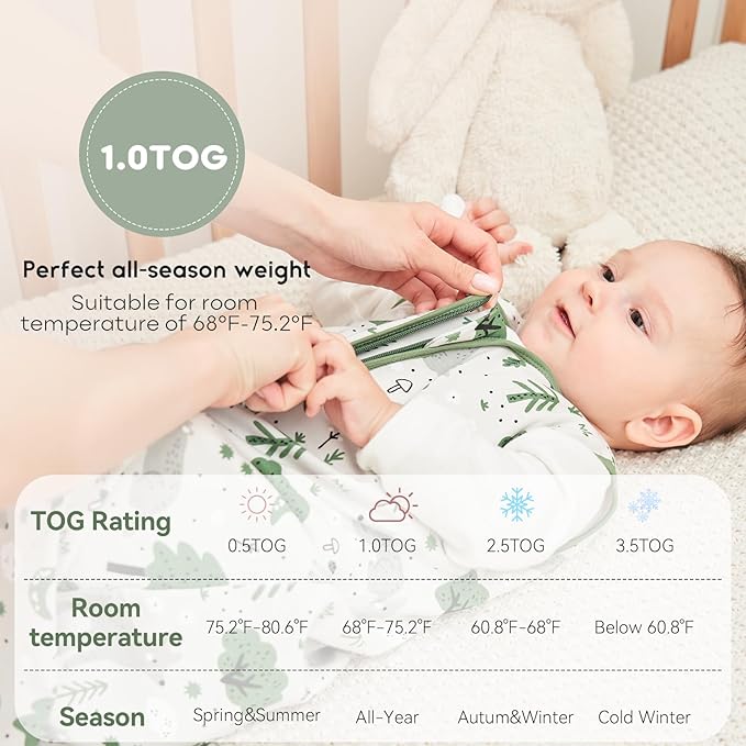 Yoofoss Baby Sleep Sack 18-24 Months TOG 1.0 Baby Wearable Blanket, 2 Pack 100% Organic Cotton Infant Toddler Sleeping Sack 2-Way Zipper Lightweight Sleep Sack