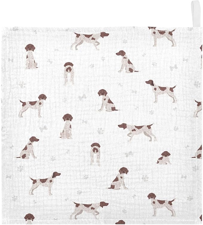 vvfelixl Baby Cotton Washcloths German Shorthaired Pointer Infants Bath Towel for Unisex Puppy Face Towels for Newborn, Natural Baby Wipes Delicate Skin, 11.8 X 11.8 inch, one sizex5