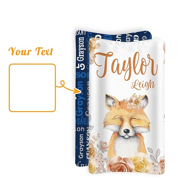 Custom Changing Pad Cover Set - Jersey Knit Ultra Soft Unisex Waterproof Diaper Changing Table Covers with Personalized Name for Baby Boys Girls - Comfy Cozy 2 Pcs Set Style05