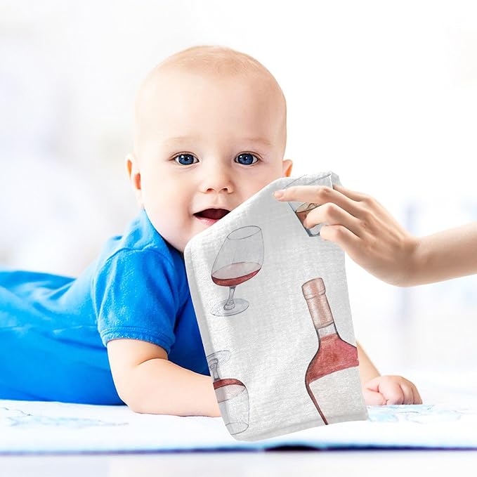 vvfelixl Baby Muslin Washcloths Whiskey Bottles Glasses Baby Burp Cloths Cotton Baby Face Towel for Newborn Infants Boys Girls Soft and Absorbent 11.8 X 11.8 in, 3 Pack
