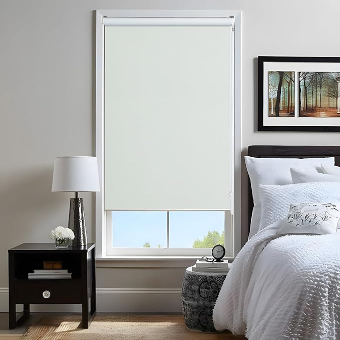 Allbright 100% Blackout Cordless Roller Shades for Windows, Thermal Insulated UV Protection, Window Roller Blinds for Home, Office, Bedroom, Door, 58" W x 72" H, Grey